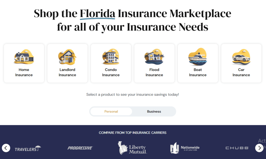 Worth Insurance landing page showcasing insurance services in Florida